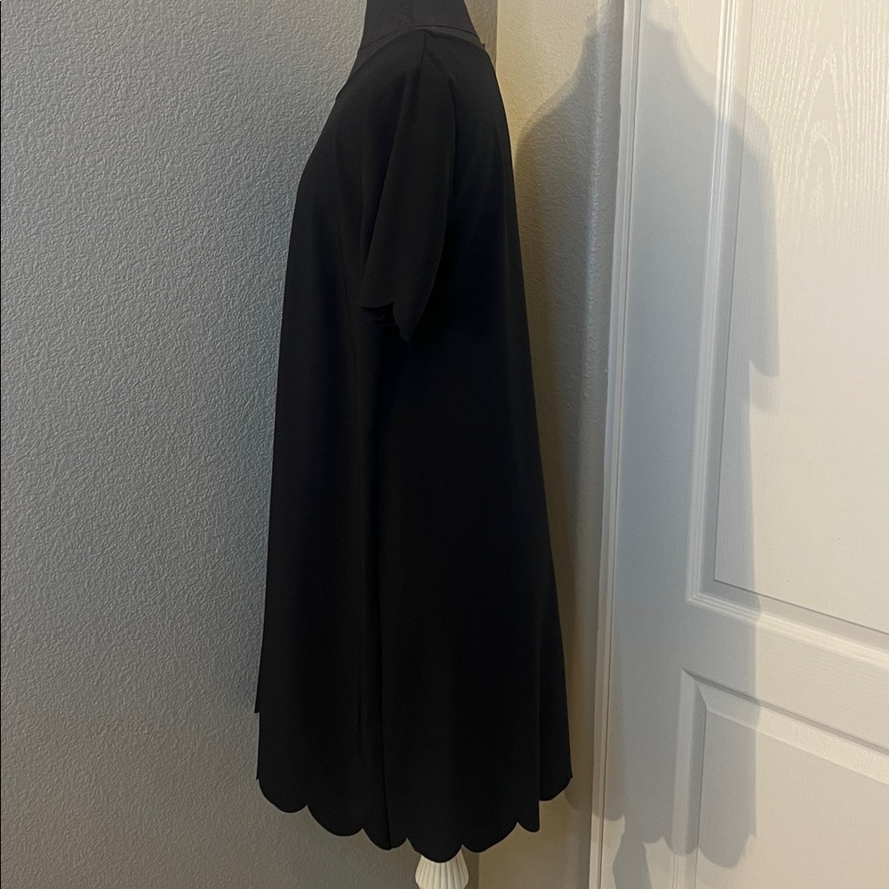 Jenny Boston Black Mini T Shirt Dress Scallop Hems Size Large - Picture 6 of 12